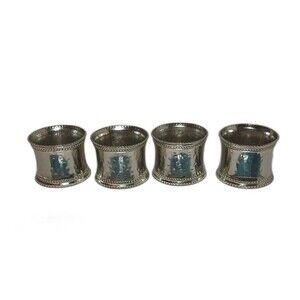 Hammered look silver Colored napkin rings set of four
